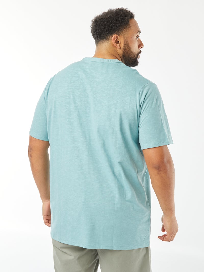 T-shirt à col tunisien Bleu - Kiabi