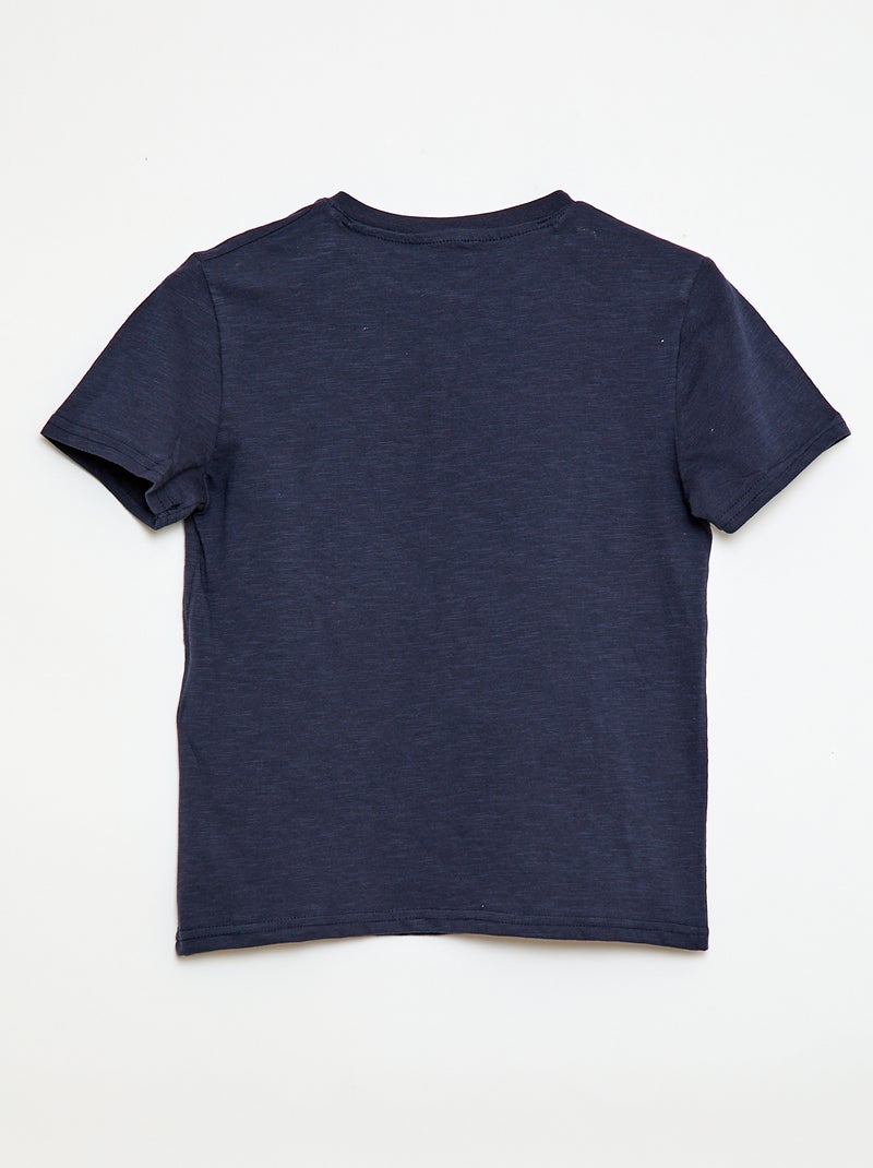 T-shirt à col tunisien Bleu - Kiabi