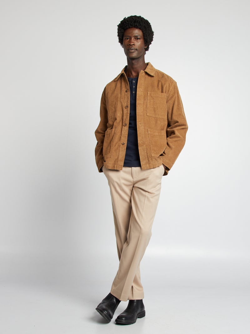 T-shirt à col tunisien Bleu marine - Kiabi