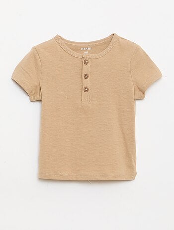 T-shirt à col tunisien boutonné