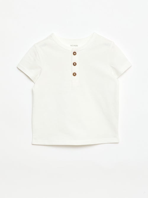 T-shirt à col tunisien boutonné - Kiabi