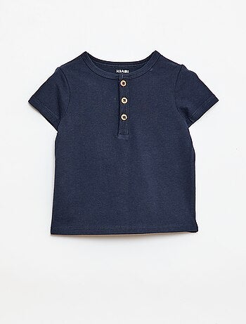 T-shirt à col tunisien boutonné