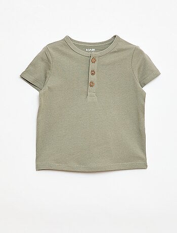 T-shirt à col tunisien boutonné