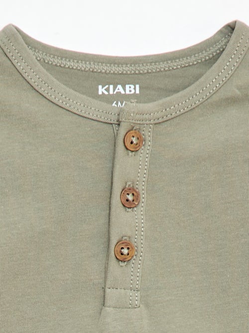 T-shirt à col tunisien boutonné - Kiabi
