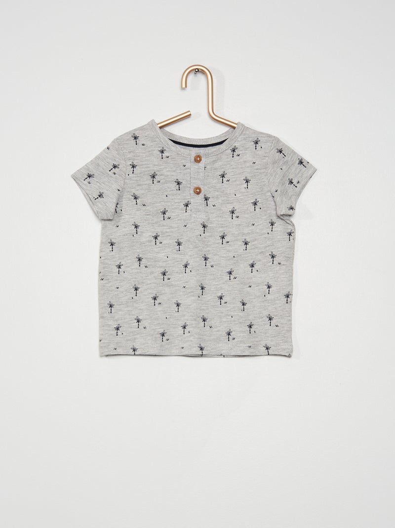 T-shirt à col tunisien gris - Kiabi