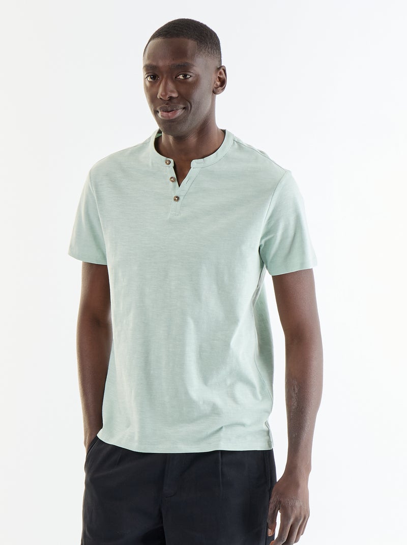 T-shirt à col tunisien homme uni Bleu - Kiabi