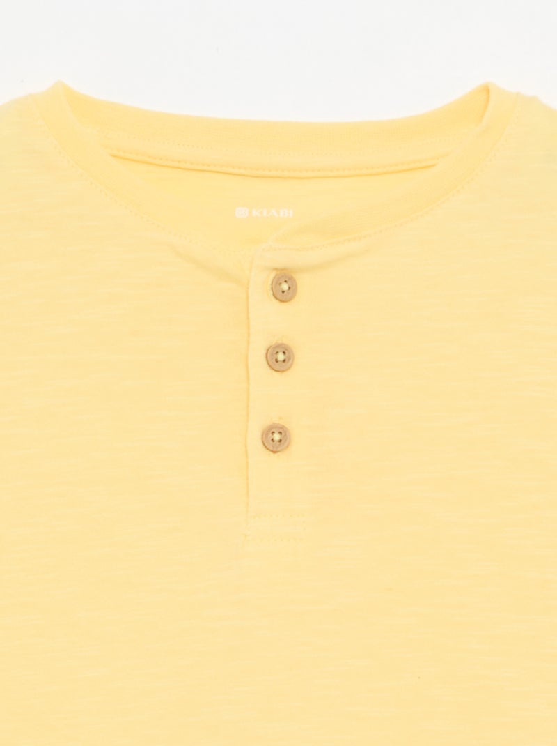 T-shirt à col tunisien Jaune - Kiabi