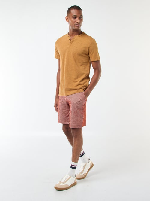 T-shirt à col tunisien manches courtes - Kiabi