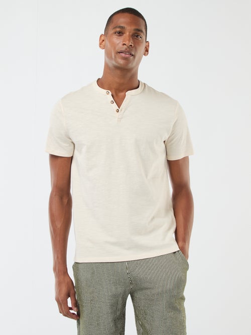 T-shirt à col tunisien manches courtes - Kiabi