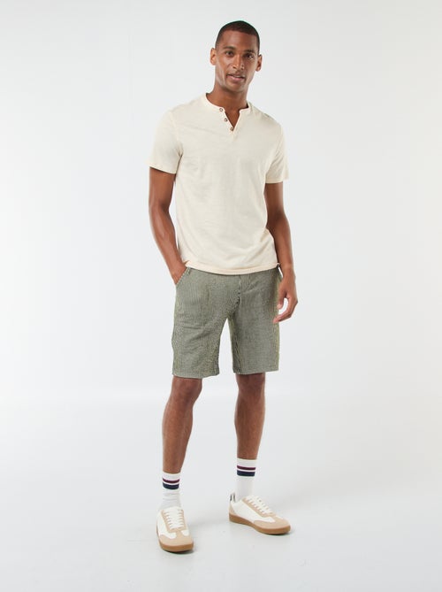 T-shirt à col tunisien manches courtes - Kiabi