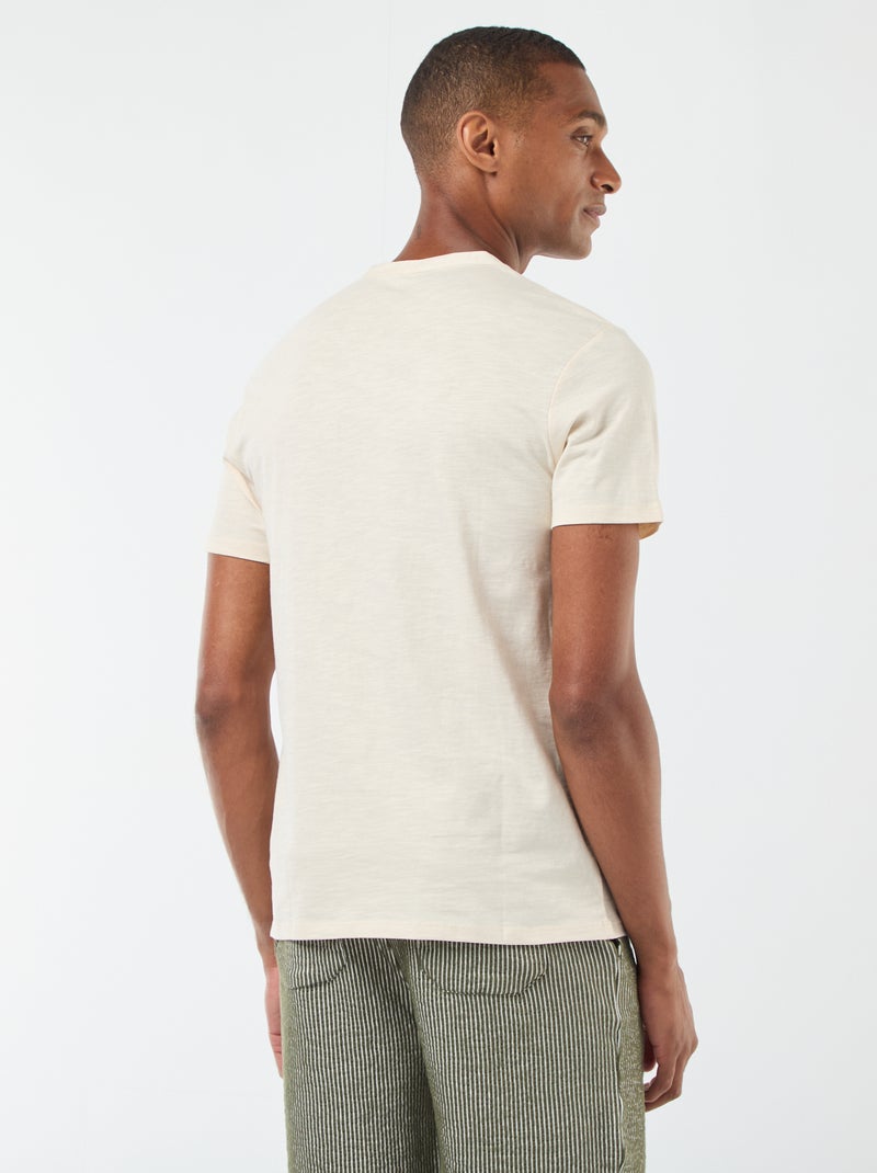 T-shirt à col tunisien manches courtes Blanc - Kiabi