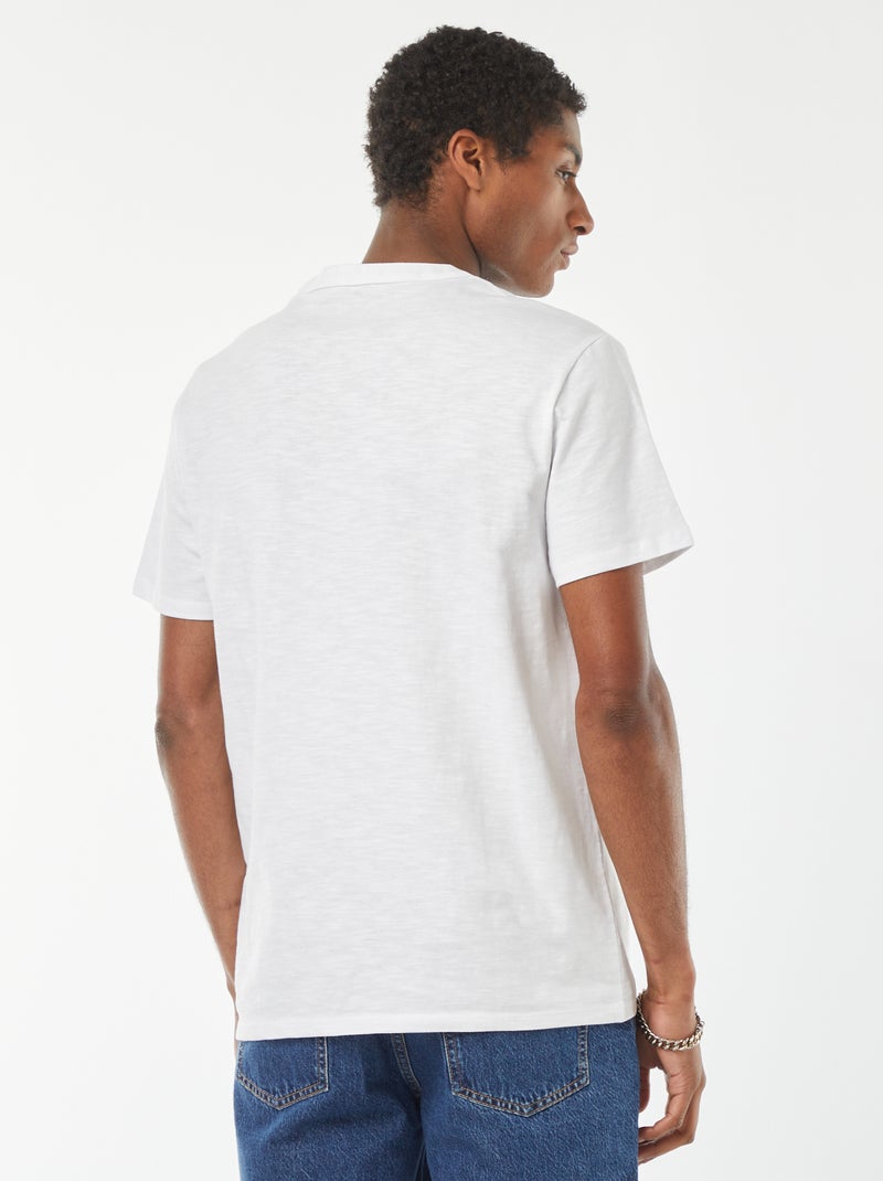 T-shirt à col tunisien manches courtes Blanc - Kiabi