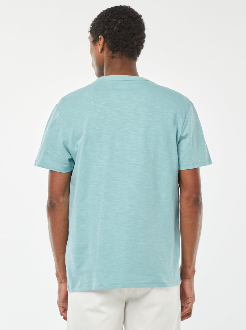 T-shirt à col tunisien manches courtes Bleu - Kiabi