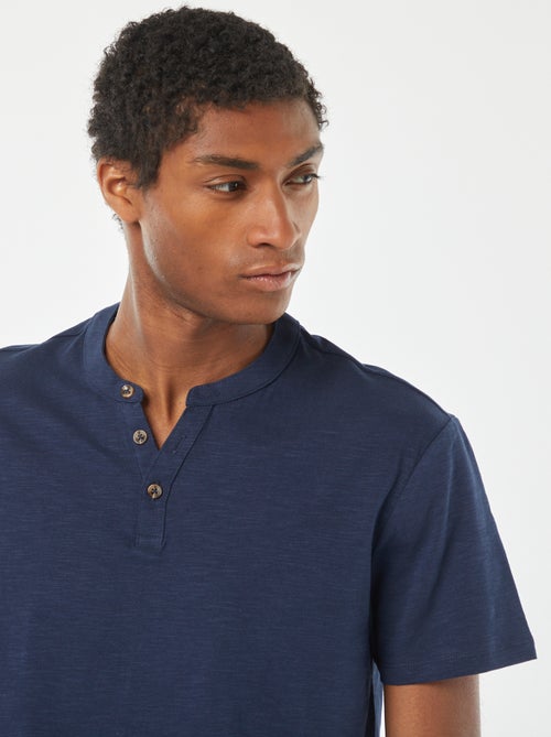 T-shirt à col tunisien manches courtes - Kiabi