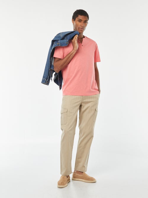 T-shirt à col tunisien manches courtes - Kiabi