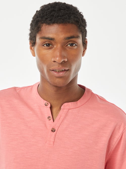 T-shirt à col tunisien manches courtes - Kiabi