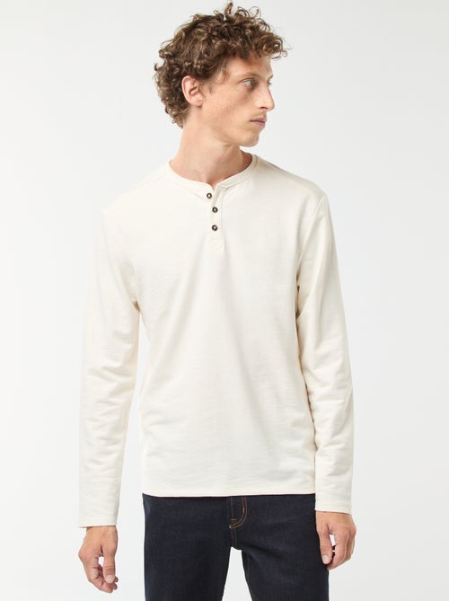 T-shirt à col tunisien manches longues - Kiabi