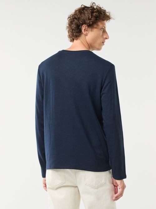 T-shirt à col tunisien manches longues - Kiabi