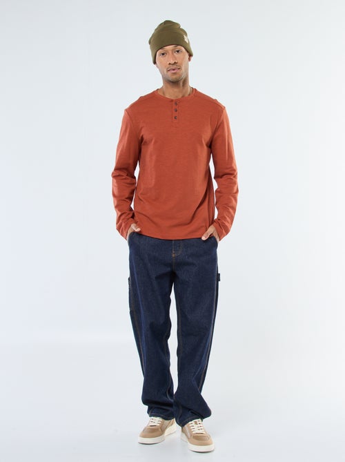 T-shirt à col tunisien manches longues - Kiabi