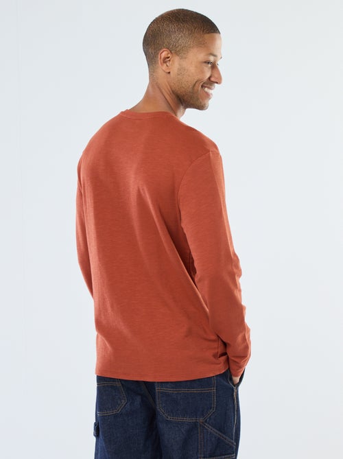 T-shirt à col tunisien manches longues - Kiabi