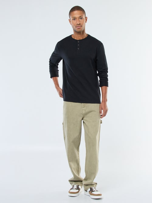 T-shirt à col tunisien manches longues - Kiabi