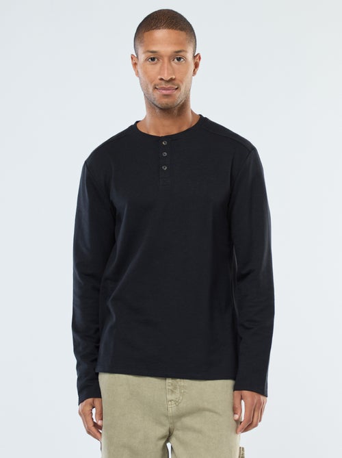 T-shirt à col tunisien manches longues - Kiabi