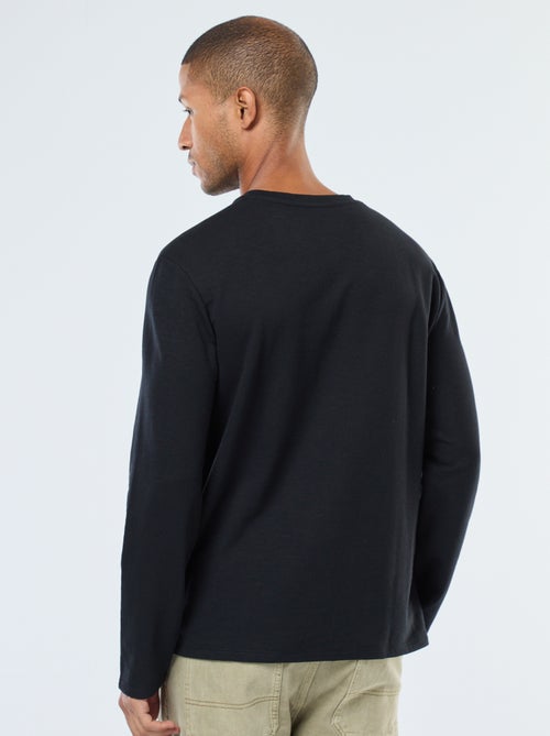 T-shirt à col tunisien manches longues - Kiabi