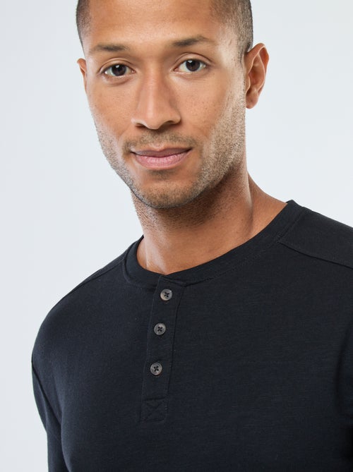 T-shirt à col tunisien manches longues - Kiabi