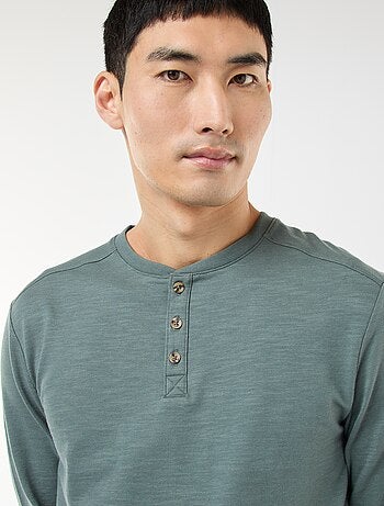 T-shirt à col tunisien manches longues