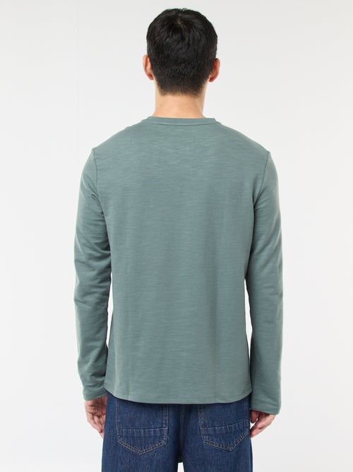 T-shirt à col tunisien manches longues - Kiabi