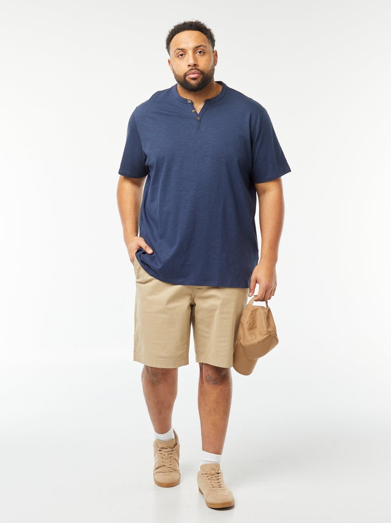 T-shirt à col tunisien Noir - Kiabi