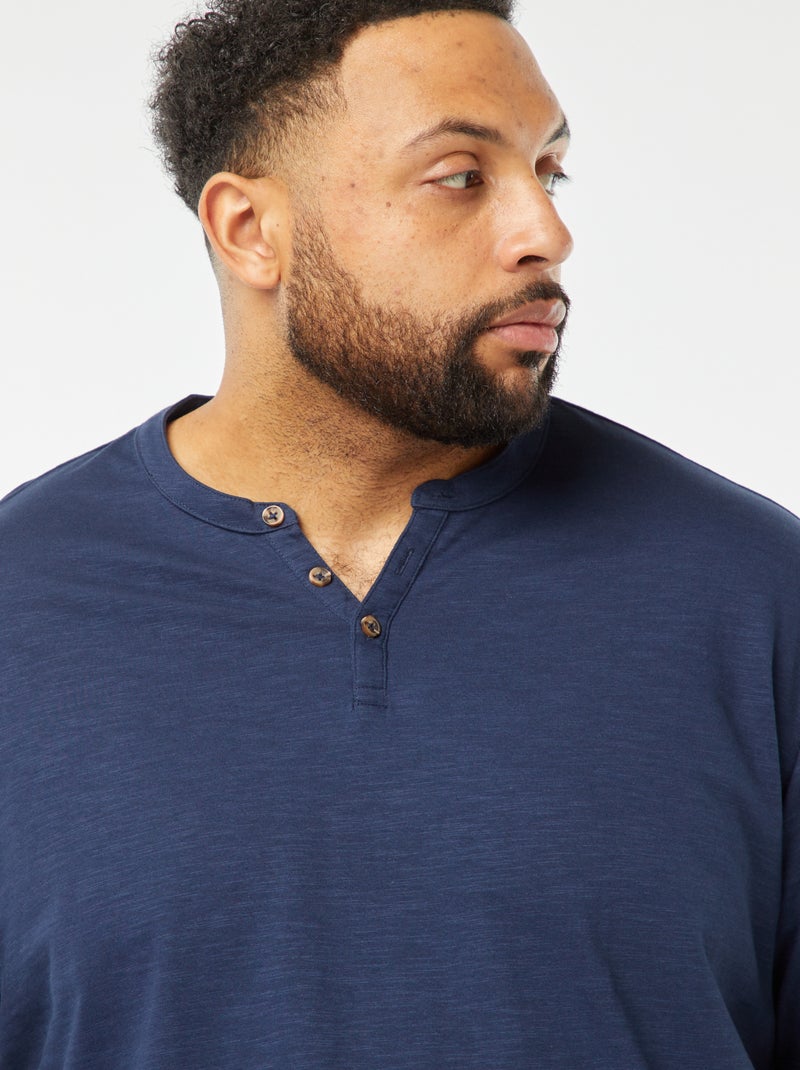 T-shirt à col tunisien Noir - Kiabi