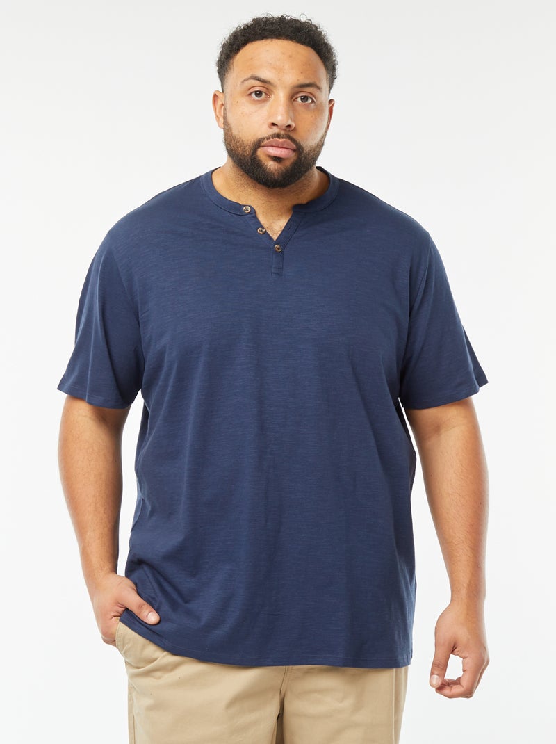 T-shirt à col tunisien Noir - Kiabi