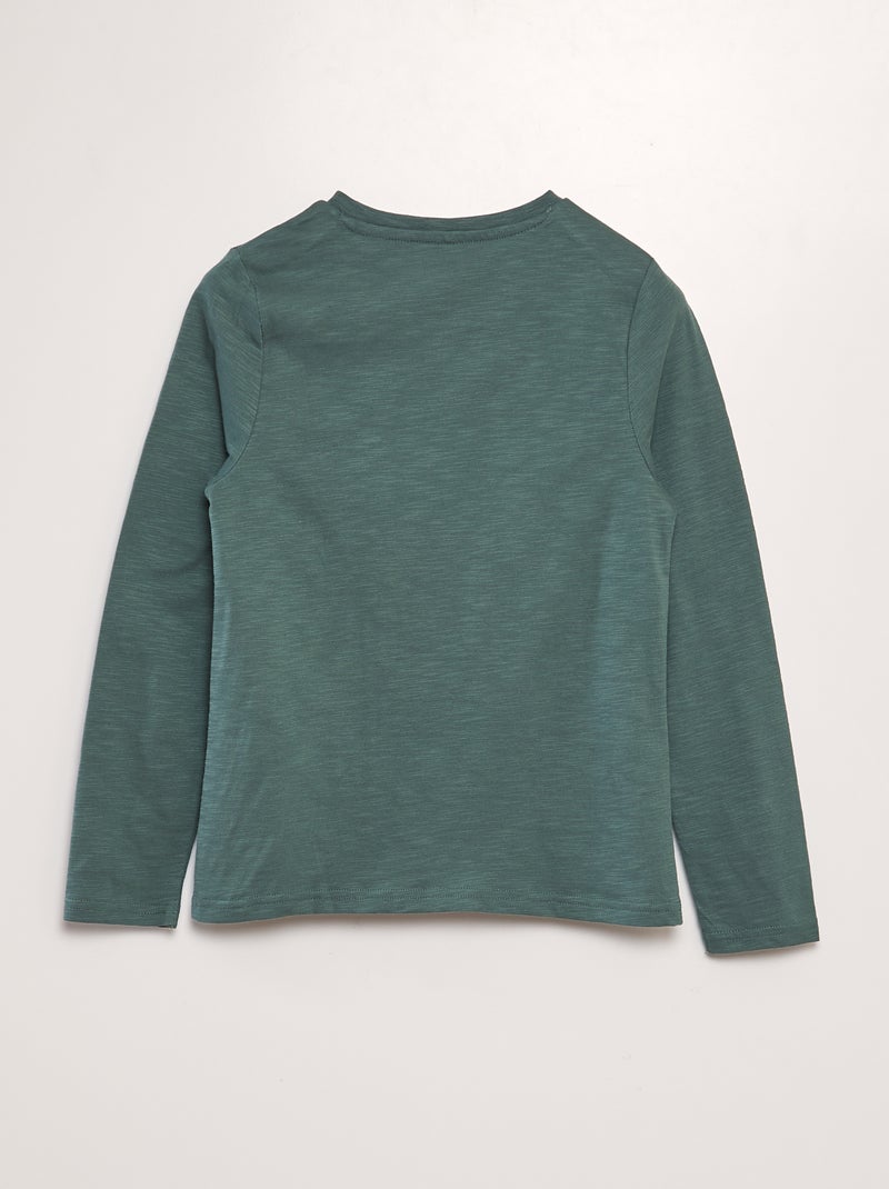 T-shirt à col tunisien Vert - Kiabi