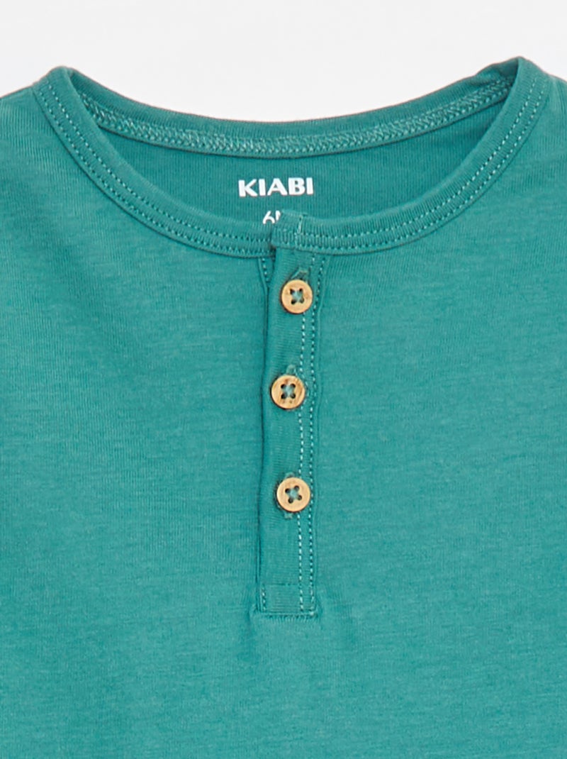 T-shirt à col tunisien Vert - Kiabi