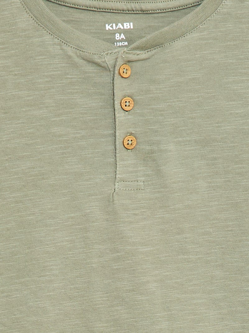 T-shirt à col tunisien Vert - Kiabi