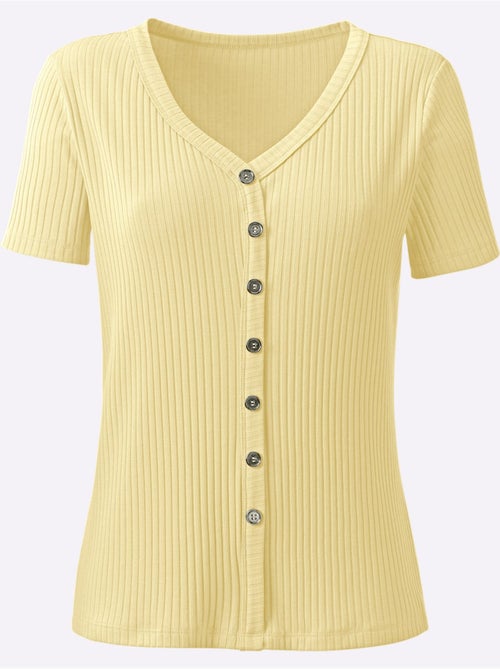 T-shirt à col V et manches courtes avec patte de boutonnage décorative - Taille standard - Witt - Kiabi T-shirt à col V et manches courtes avec patte de boutonnage décorative - Taille standard - Witt - Kiabi