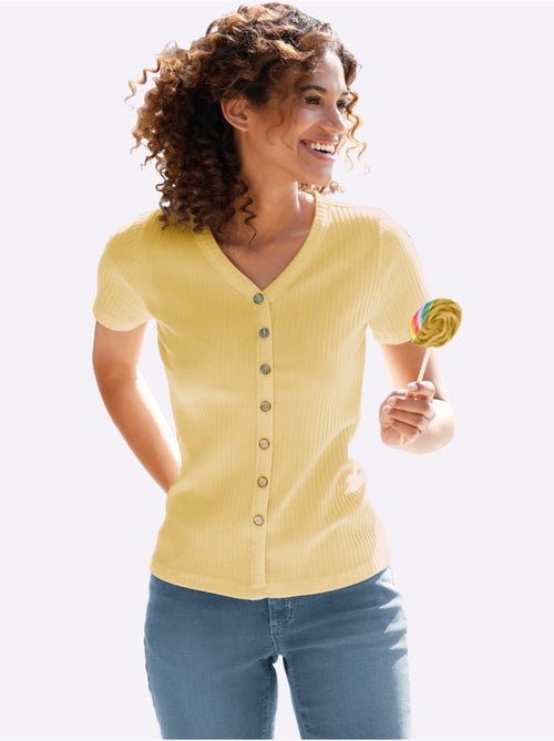 T-shirt à col V et manches courtes avec patte de boutonnage décorative - Taille standard - Witt - Kiabi T-shirt à col V et manches courtes avec patte de boutonnage décorative - Taille standard - Witt - Kiabi