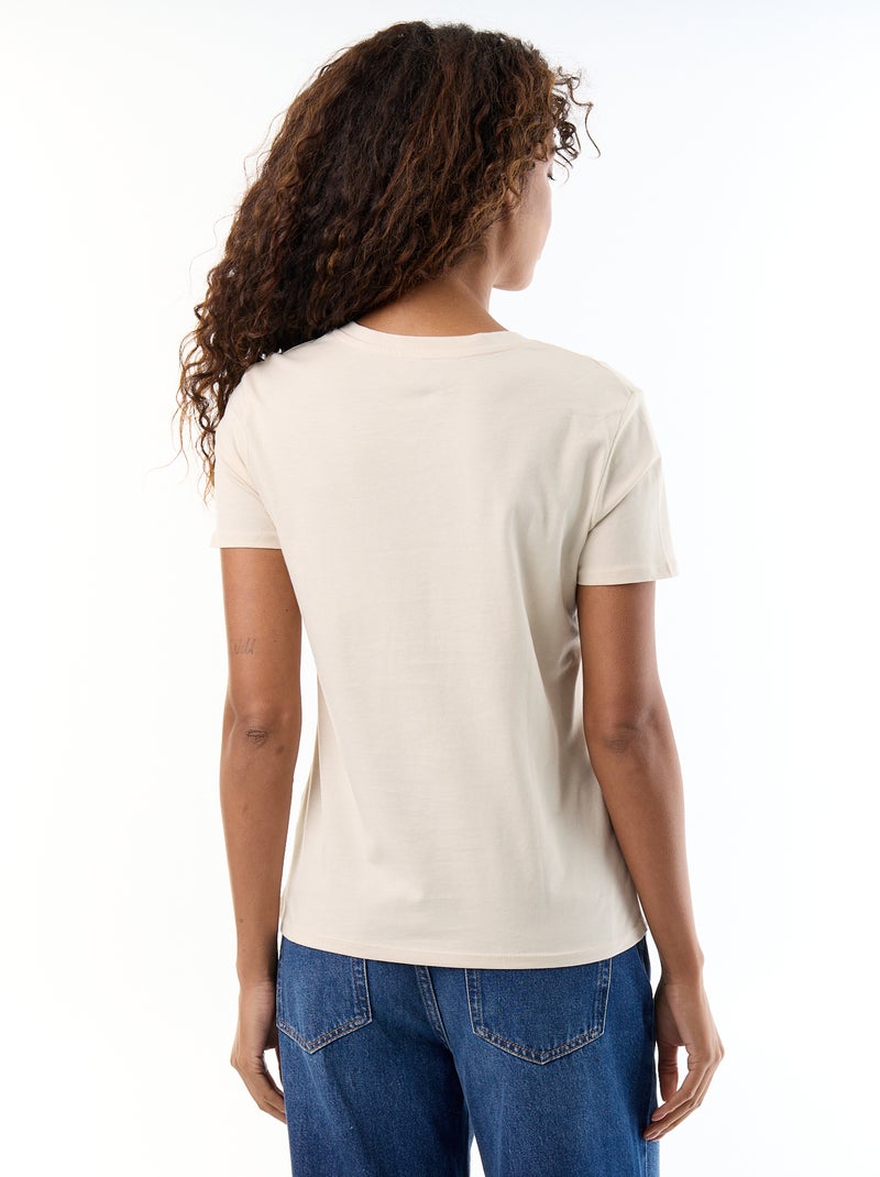 T-shirt à col V Gris - Kiabi