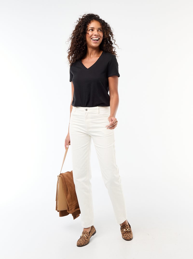 T-shirt à col V Noir - Kiabi