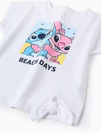 T-shirt à Coton avec Nœud à la Base Lilo et Stitch