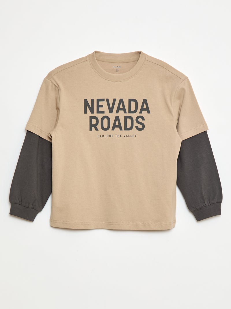 T-shirt à double manche Beige - Kiabi