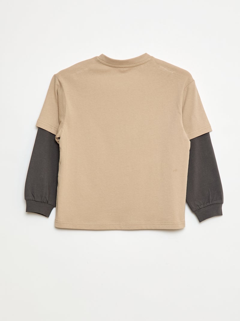 T-shirt à double manche Beige - Kiabi