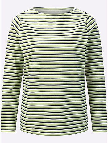 T-shirt à encolure u à manches longues avec rayures sportives - taille standard - witt