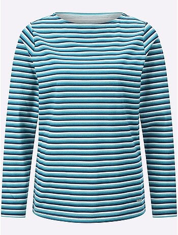 T-shirt à encolure u à manches longues avec rayures sportives - taille standard - witt