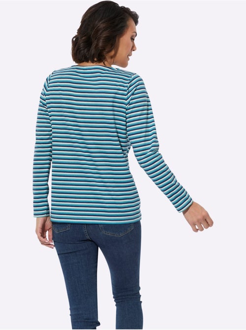 T-shirt à encolure en u à manches longues avec rayures sportives - taille standard - witt - Kiabi T-shirt à encolure en u à manches longues avec rayures sportives - taille standard - witt - Kiabi