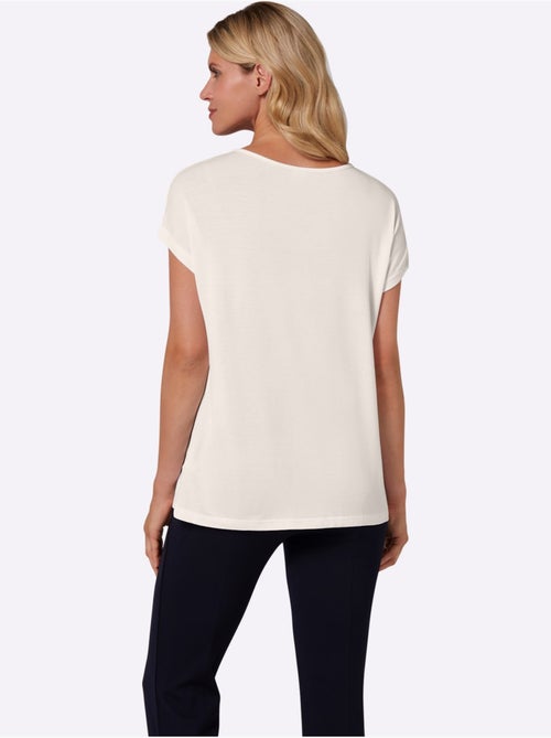 T-shirt à encolure en V avec mancherons et plis devant - Taille standard - Moda Vilona - Kiabi