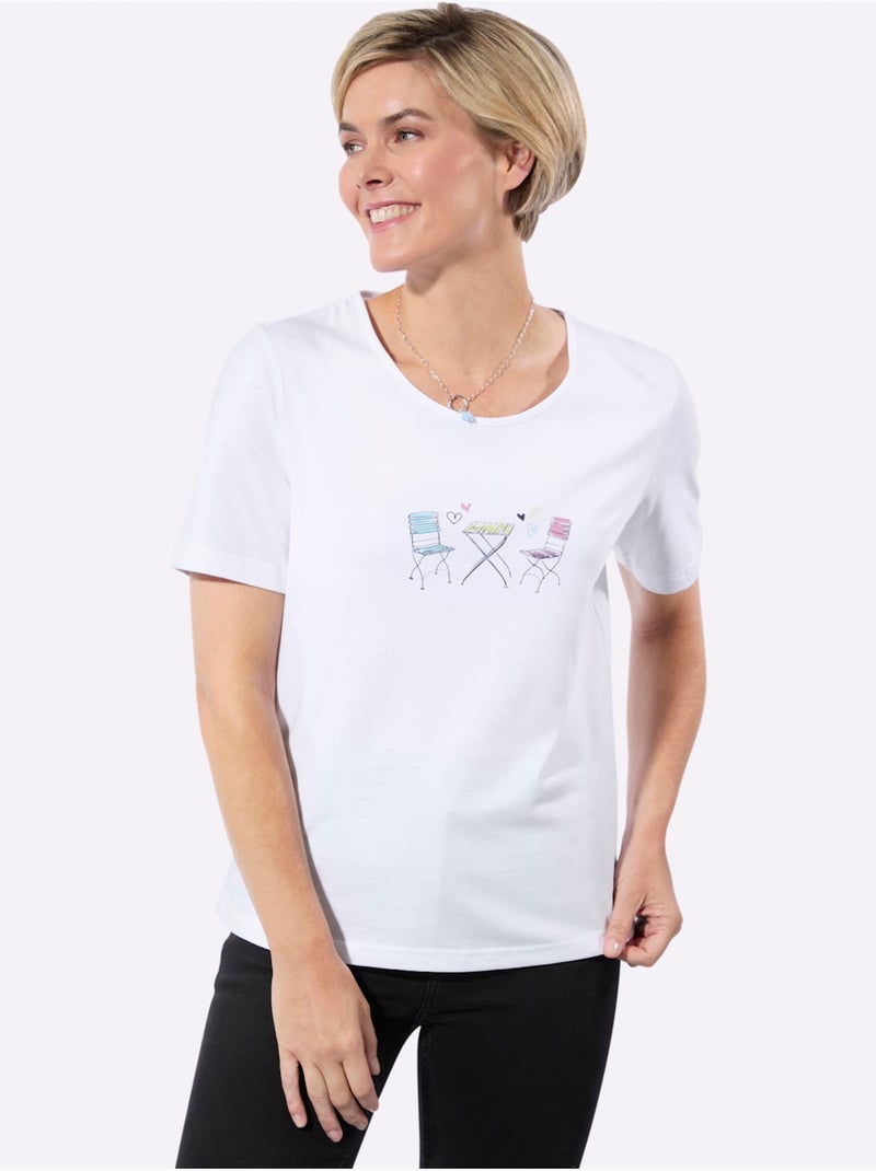 T-shirt à Encolure Ronde 100% Coton - Taille Standard - Witt Blanc - Kiabi