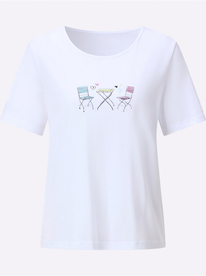 T-shirt à Encolure Ronde 100% Coton - Taille Standard - Witt Blanc - Kiabi