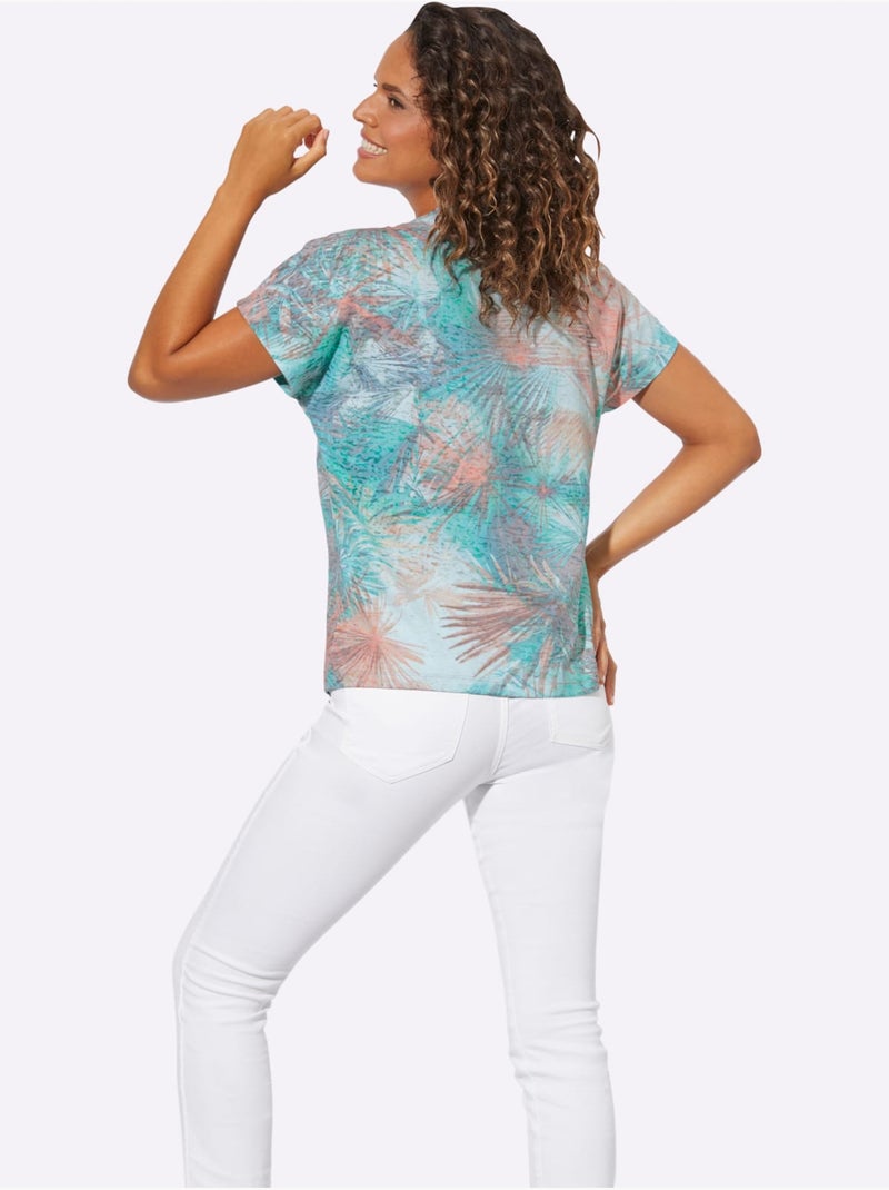 T-shirt à Encolure Ronde 50% Coton - Taille Standard - Witt Menthe - Kiabi